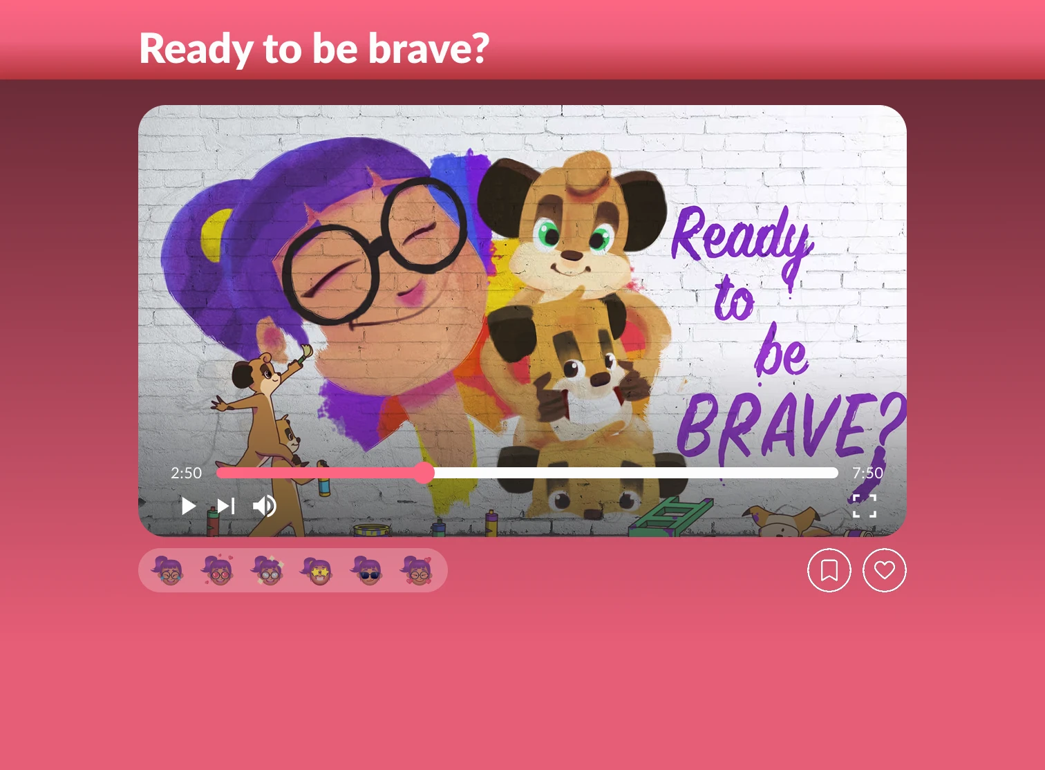 Animated "Ready to be brave?" video screen in the Tiny Docs app