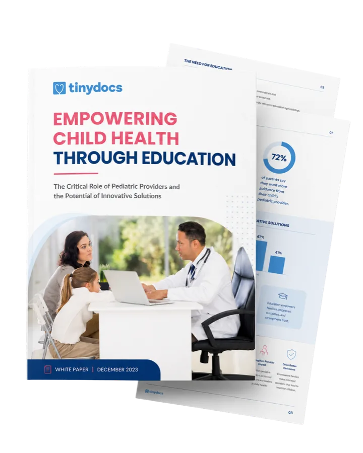 Empowering Child Health Through Education white paper cover and sample interior pages